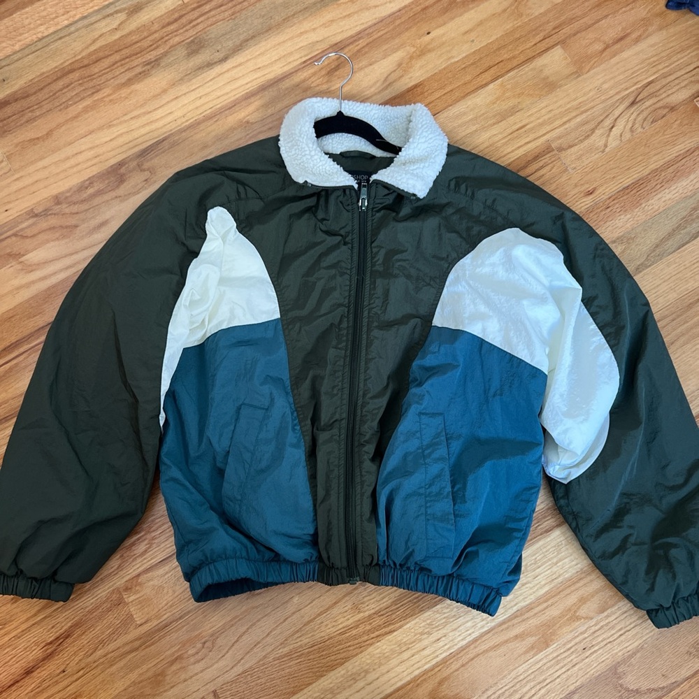 Topshop Green and Blue Jacket with White Accents